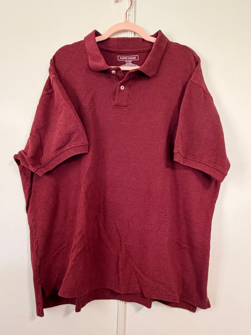 Saddlebred Mens Polo Shirt XXL 2XL Maroon Burgundy Short Sleeve Cotton Golf Tee